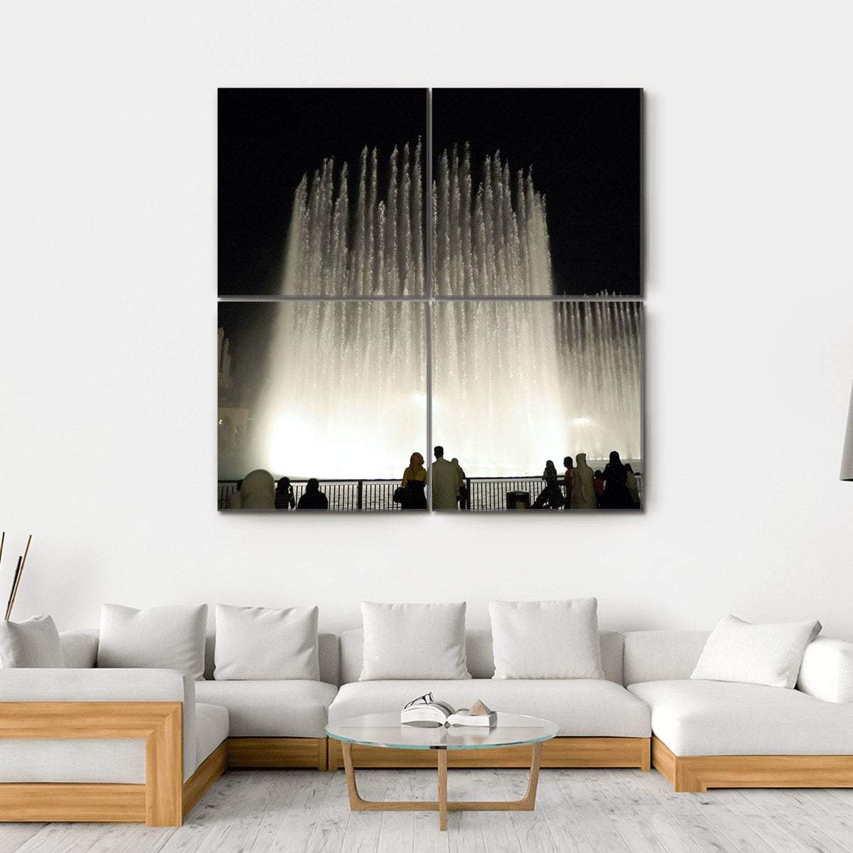 Fountains In Dubai Canvas Wall Art-4 Square-Gallery Wrap-17" x 17"-Tiaracle