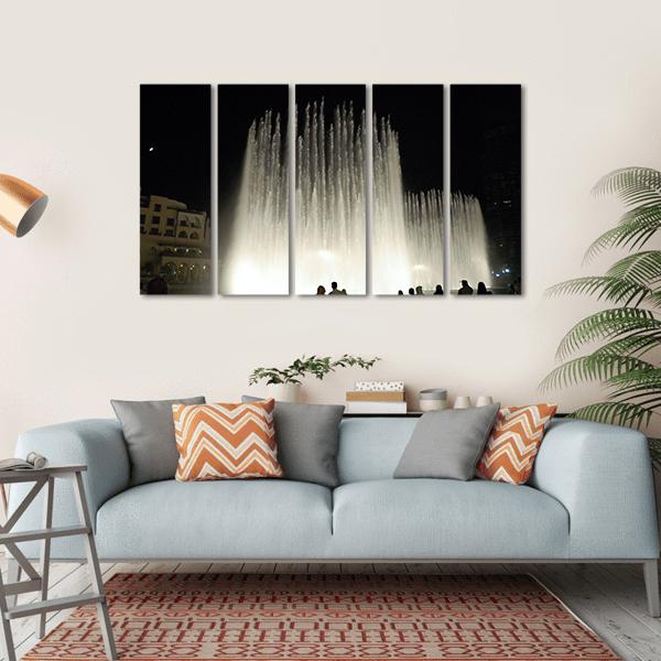 Fountains In Dubai Canvas Wall Art-5 Horizontal-Gallery Wrap-22" x 12"-Tiaracle