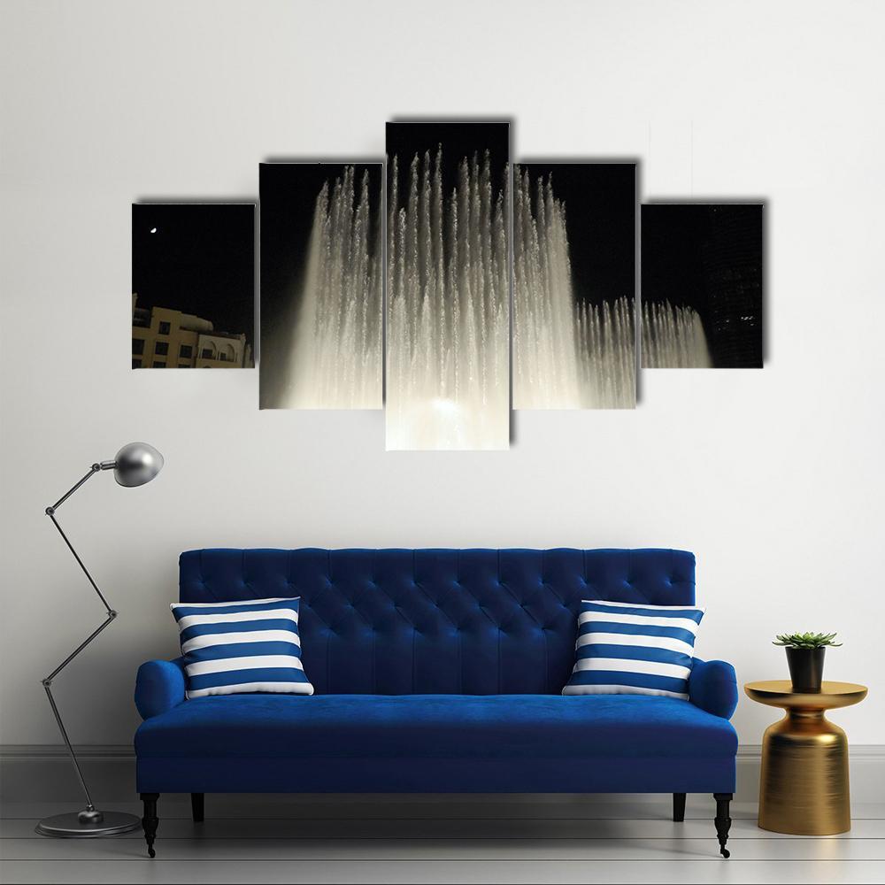 Fountains In Dubai Canvas Wall Art-4 Pop-Gallery Wrap-50" x 32"-Tiaracle
