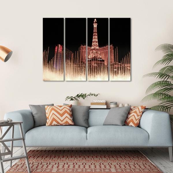Fountains Of Bellagio Canvas Wall Art-4 Horizontal-Gallery Wrap-34" x 24"-Tiaracle