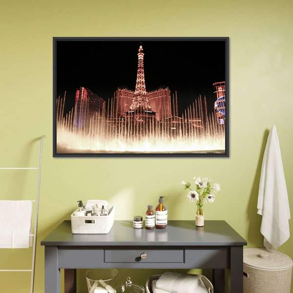 Fountains Of Bellagio Canvas Wall Art-5 Horizontal-Gallery Wrap-22" x 12"-Tiaracle