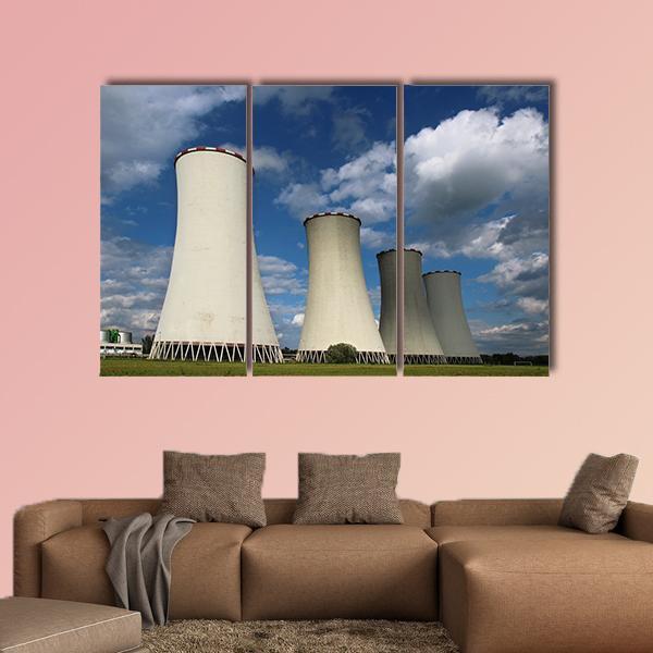 Cooling Towers Canvas Wall Art-3 Horizontal-Gallery Wrap-37" x 24"-Tiaracle