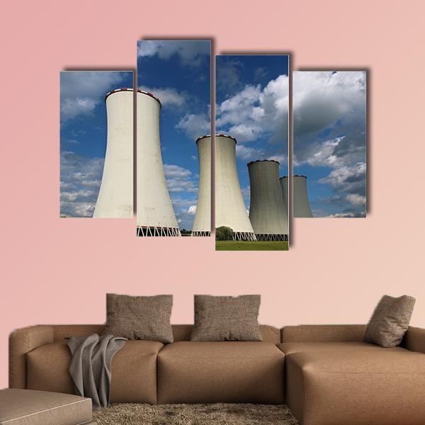 Cooling Towers Canvas Wall Art-4 Pop-Gallery Wrap-50" x 32"-Tiaracle
