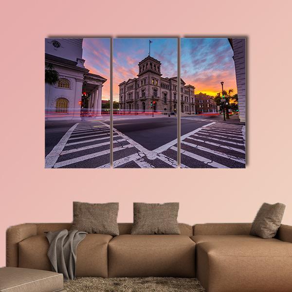Four Corners In Charleston Canvas Wall Art-3 Horizontal-Gallery Wrap-25" x 16"-Tiaracle
