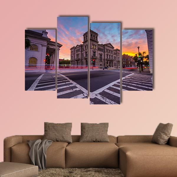 Four Corners In Charleston Canvas Wall Art-4 Pop-Gallery Wrap-50" x 32"-Tiaracle