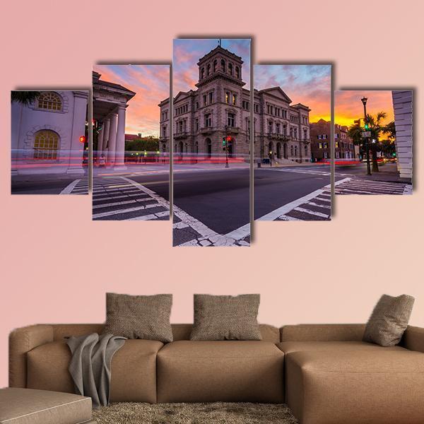 Four Corners In Charleston Canvas Wall Art-5 Star-Gallery Wrap-62" x 32"-Tiaracle