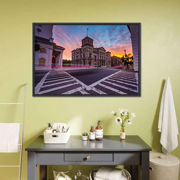 Four Corners In Charleston Canvas Wall Art-1 Piece-Floating Frame-24" x 16"-Tiaracle