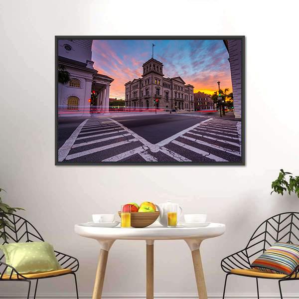 Four Corners In Charleston Canvas Wall Art-3 Horizontal-Gallery Wrap-25" x 16"-Tiaracle