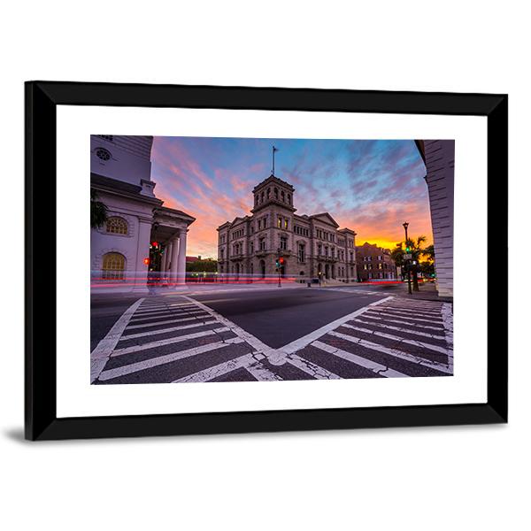 Four Corners In Charleston Canvas Wall Art-3 Horizontal-Gallery Wrap-25" x 16"-Tiaracle