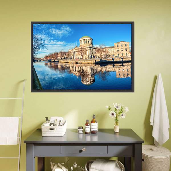 Four Courts In Dublin Canvas Wall Art-1 Piece-Floating Frame-24" x 16"-Tiaracle