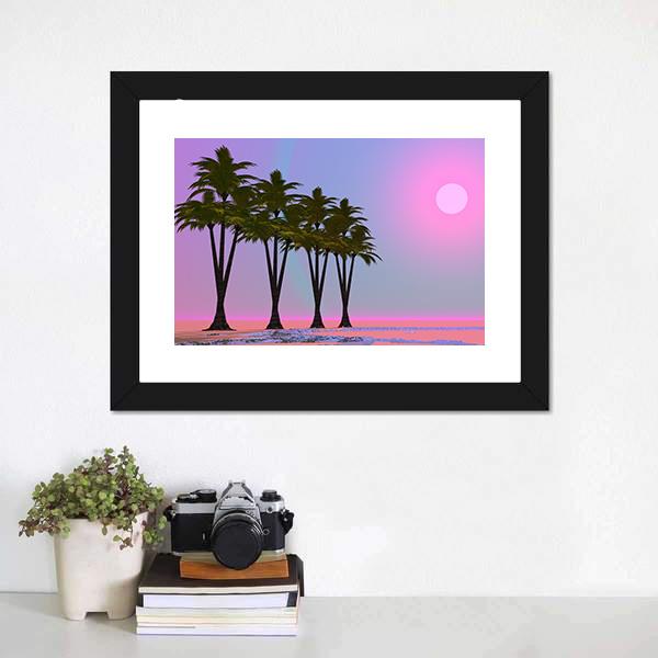 Four Palm Trees Canvas Wall Art-1 Piece-Framed Print-20" x 16"-Tiaracle