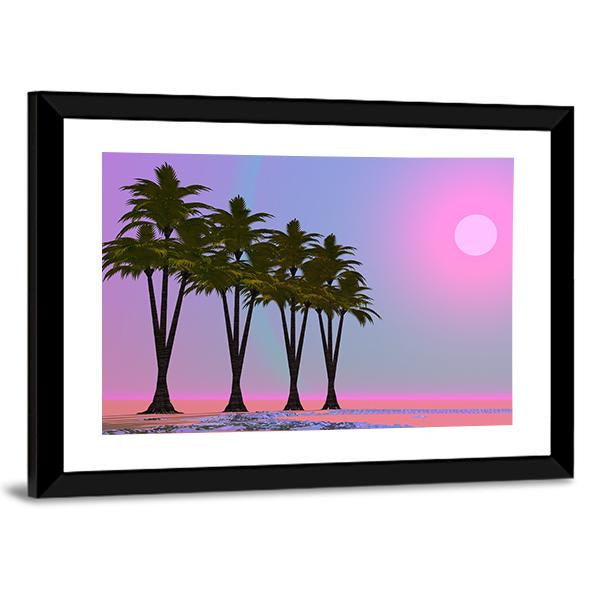 Four Palm Trees Canvas Wall Art-5 Horizontal-Gallery Wrap-22" x 12"-Tiaracle