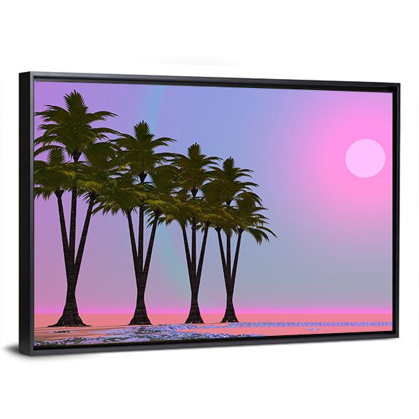 Four Palm Trees Canvas Wall Art-5 Horizontal-Gallery Wrap-22" x 12"-Tiaracle