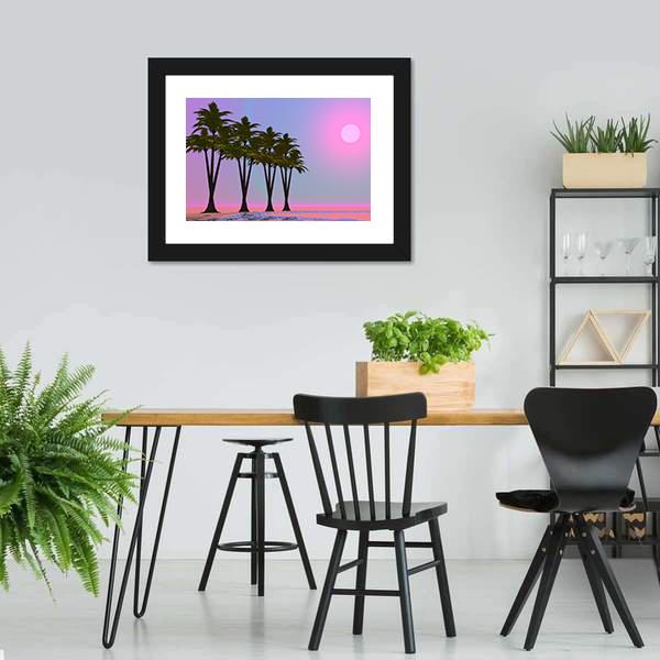 Four Palm Trees Canvas Wall Art-3 Horizontal-Gallery Wrap-25" x 16"-Tiaracle