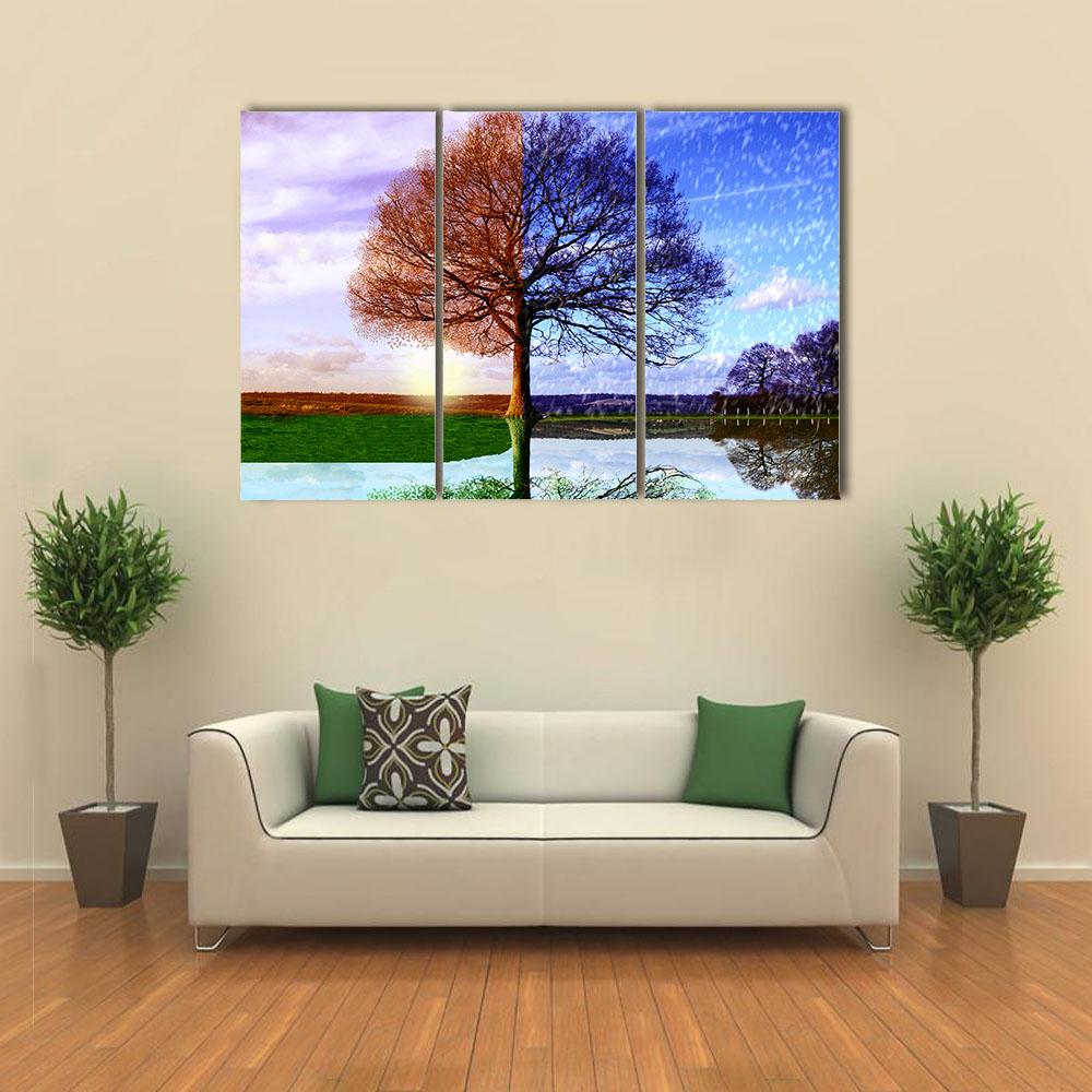 Four Seasons Canvas Wall Art-1 Piece-Gallery Wrap-24" x 16"-Tiaracle