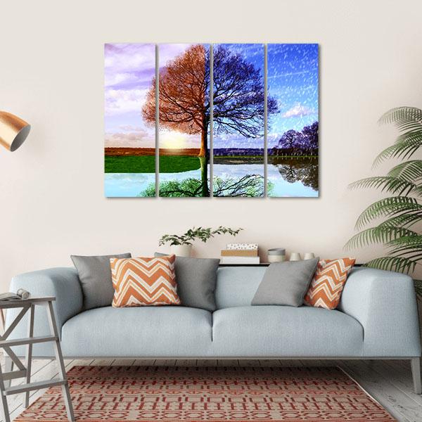 Four Seasons Canvas Wall Art-4 Horizontal-Gallery Wrap-34" x 24"-Tiaracle