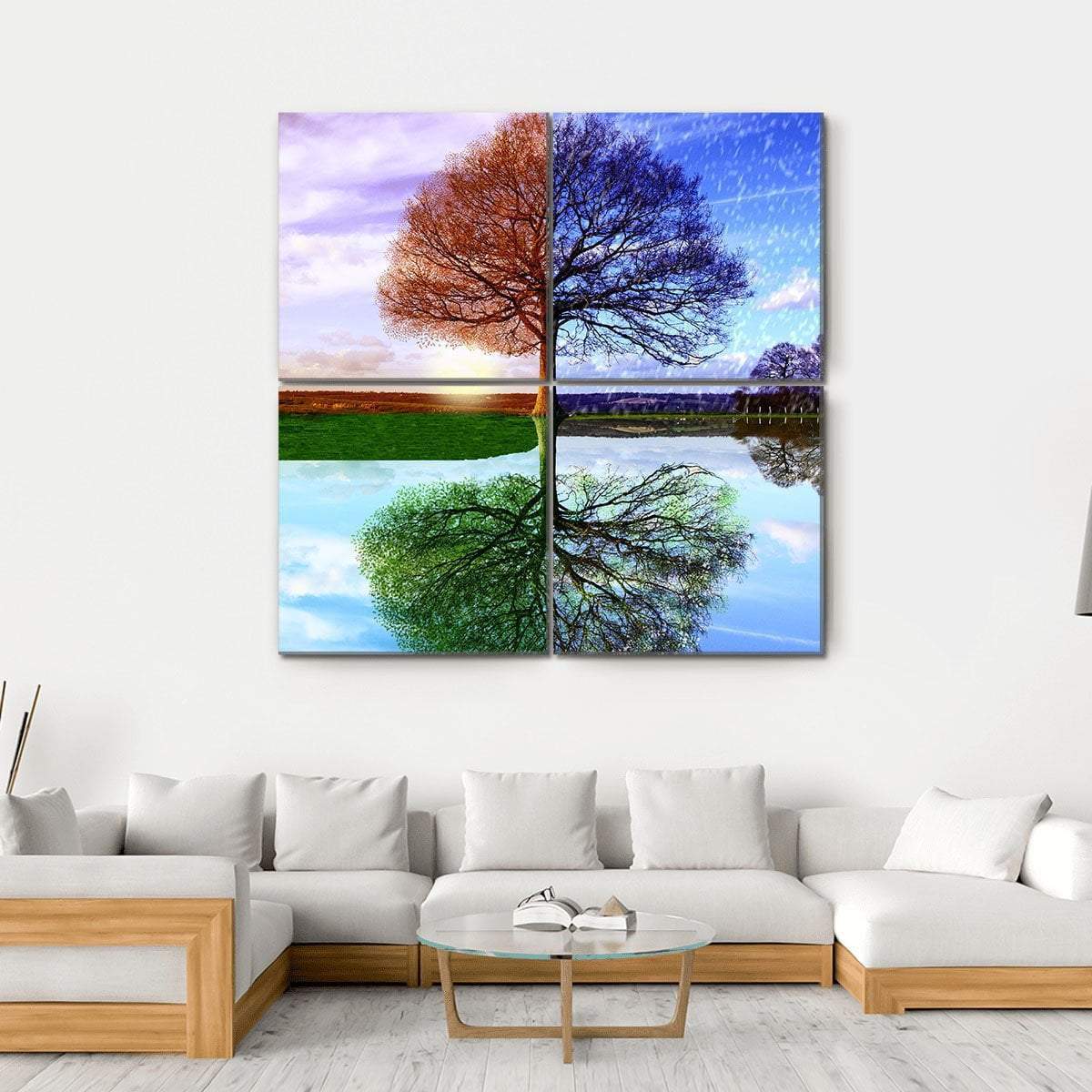 Four Seasons Canvas Wall Art-4 Square-Gallery Wrap-17" x 17"-Tiaracle