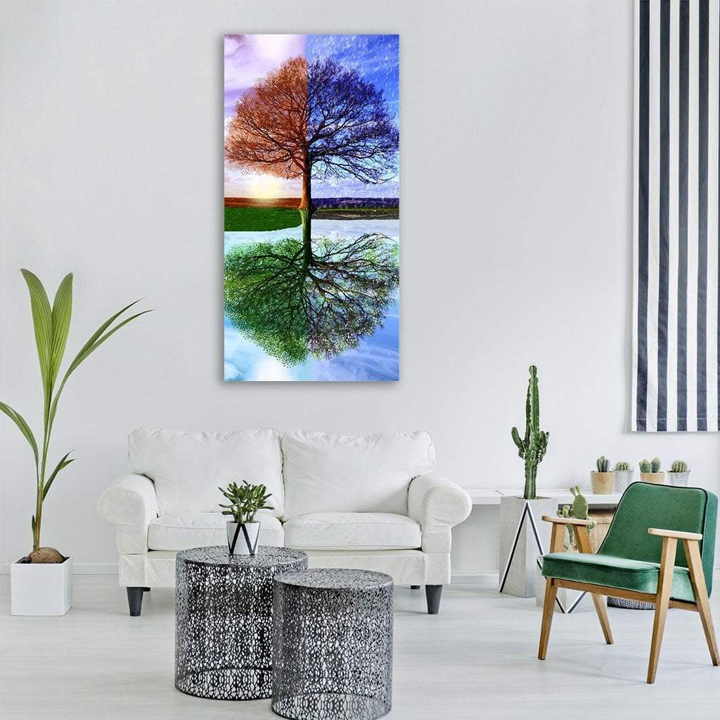 Four Seasons Vertical Canvas Wall Art-3 Vertical-Gallery Wrap-12" x 25"-Tiaracle