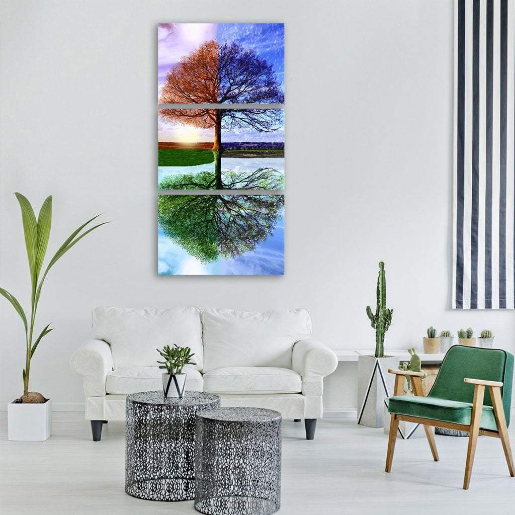 Four Seasons Vertical Canvas Wall Art-3 Vertical-Gallery Wrap-12" x 25"-Tiaracle