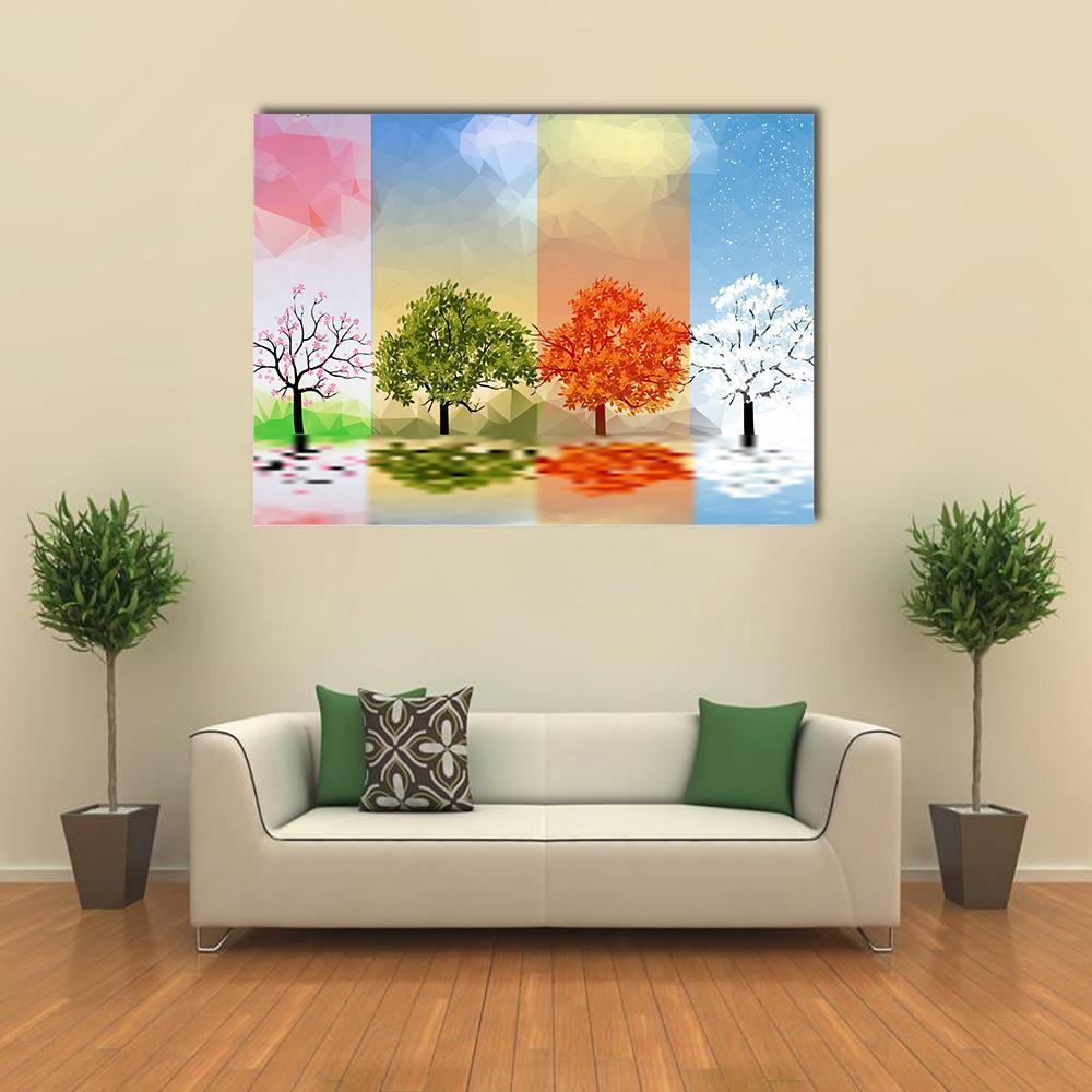 Four Seasons Of The Year Canvas Wall Art-1 Piece-Gallery Wrap-36" x 24"-Tiaracle