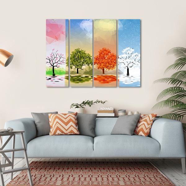 Four Seasons Of The Year Canvas Wall Art-4 Horizontal-Gallery Wrap-34" x 24"-Tiaracle
