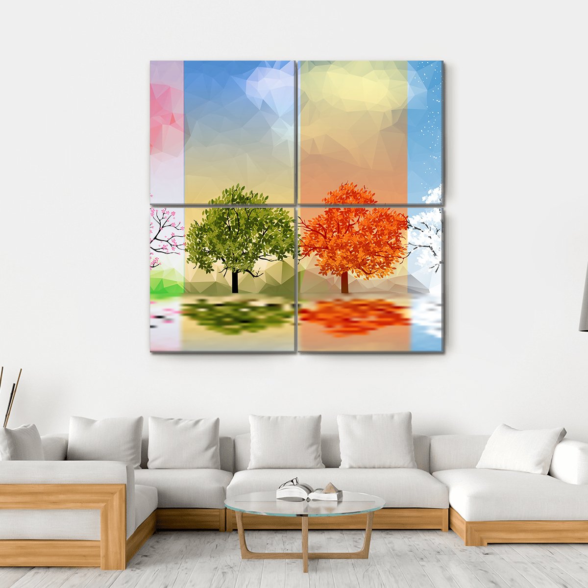 Four Seasons Of The Year Canvas Wall Art-4 Square-Gallery Wrap-17" x 17"-Tiaracle