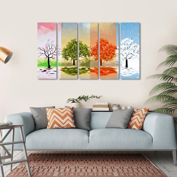 Four Seasons Of The Year Canvas Wall Art-5 Horizontal-Gallery Wrap-22" x 12"-Tiaracle