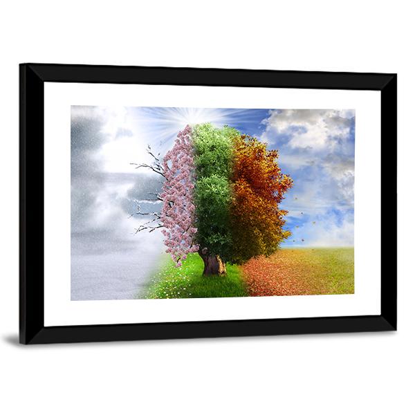Four Seasons Tree Canvas Wall Art-5 Horizontal-Gallery Wrap-22" x 12"-Tiaracle