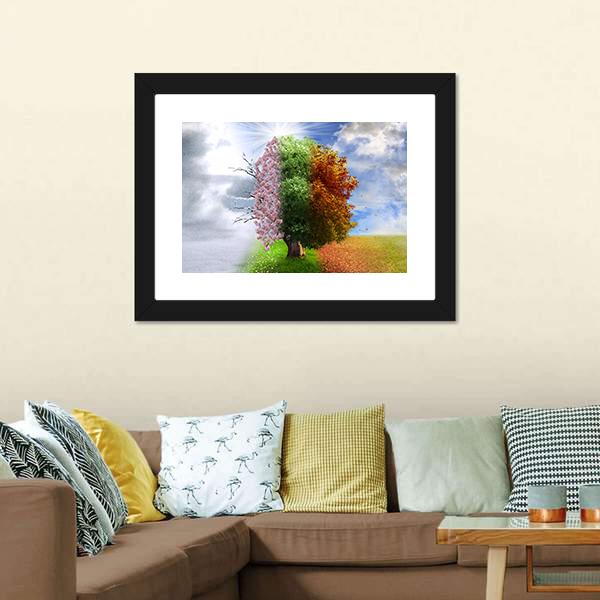 Four Seasons Tree Canvas Wall Art-5 Horizontal-Gallery Wrap-22" x 12"-Tiaracle