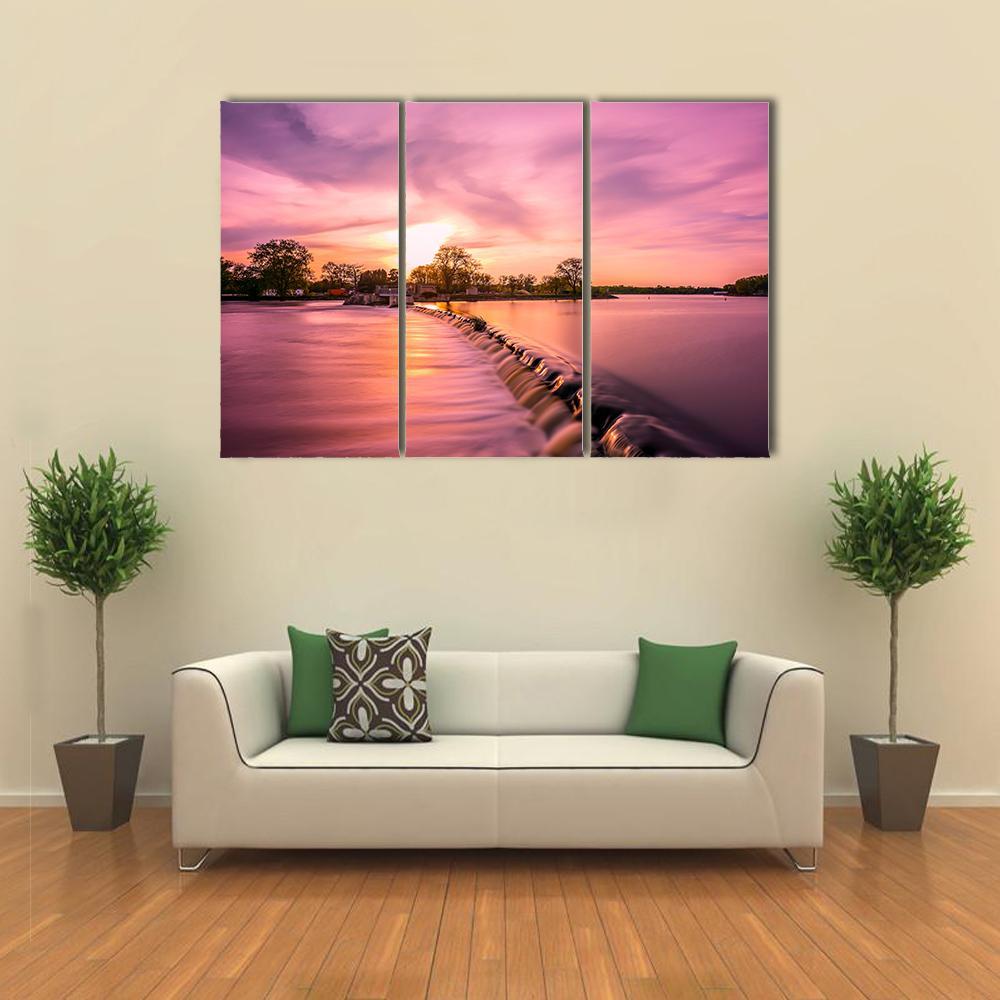 Fox River Dam Canvas Wall Art-3 Horizontal-Gallery Wrap-37" x 24"-Tiaracle