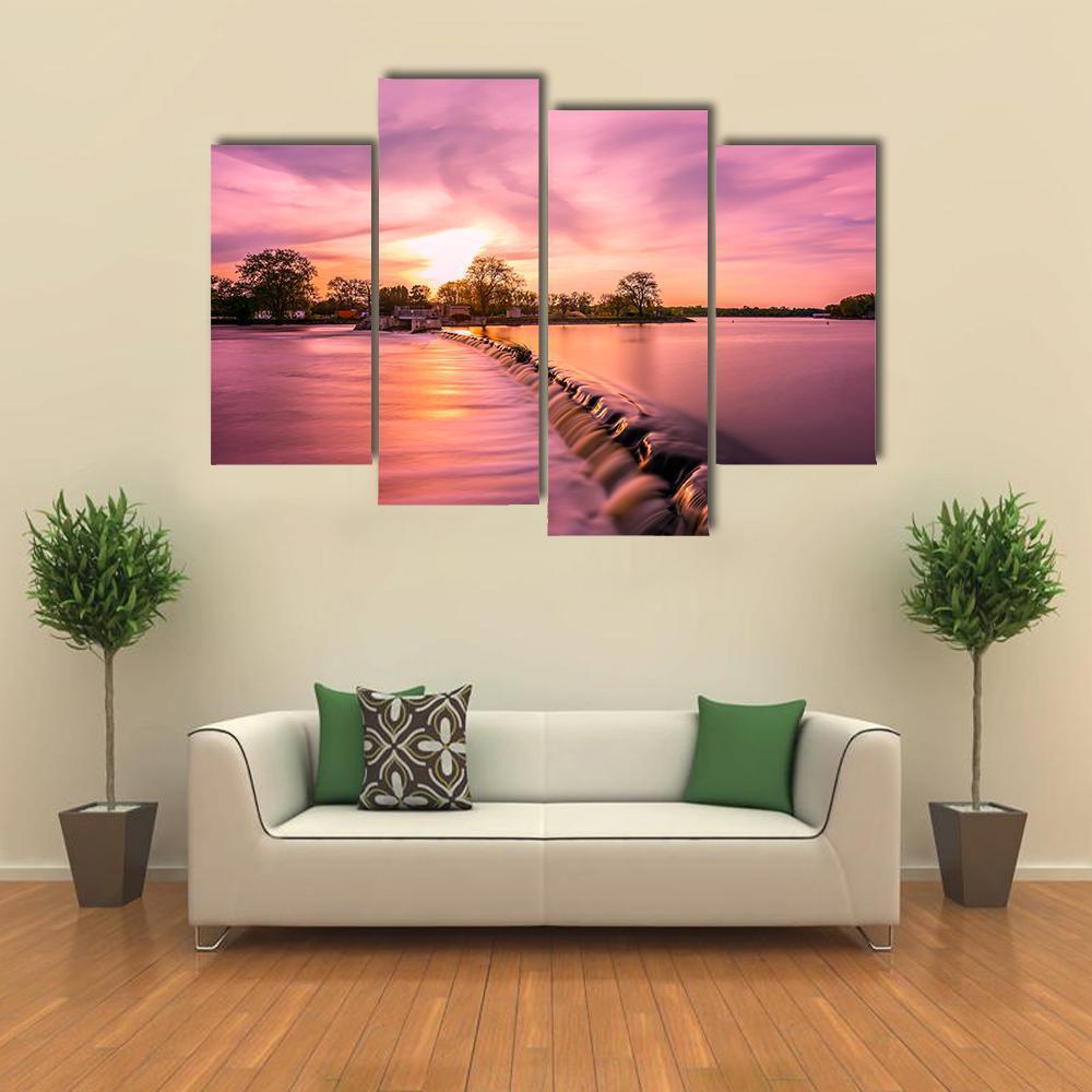 Fox River Dam Canvas Wall Art-4 Pop-Gallery Wrap-50" x 32"-Tiaracle