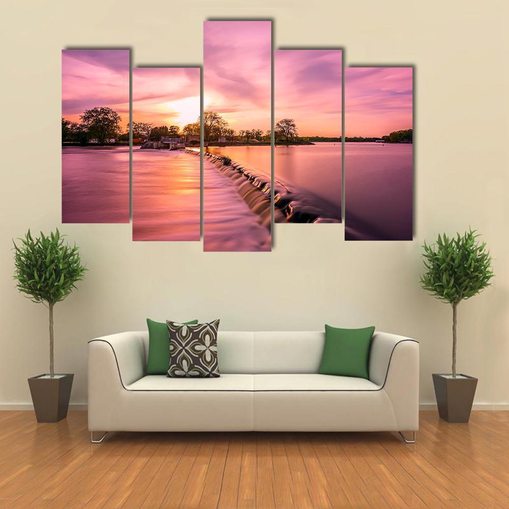 Fox River Dam Canvas Wall Art-5 Pop-Gallery Wrap-47" x 32"-Tiaracle