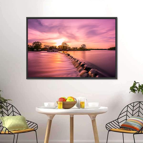 Fox River Dam Canvas Wall Art-3 Horizontal-Gallery Wrap-25" x 16"-Tiaracle