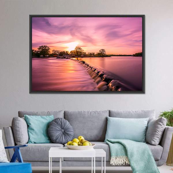 Fox River Dam Canvas Wall Art-3 Horizontal-Gallery Wrap-25" x 16"-Tiaracle