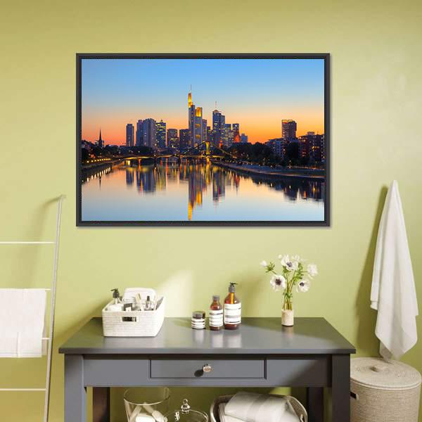 Frankfurt Am Main Canvas Wall Art-1 Piece-Floating Frame-24" x 16"-Tiaracle
