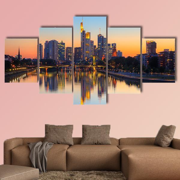 Frankfurt Am Main Canvas Wall Art-5 Star-Gallery Wrap-62" x 32"-Tiaracle