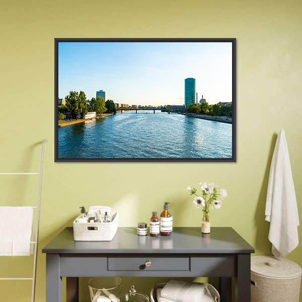 Frankfurt Am Main Skyline Canvas Wall Art-1 Piece-Floating Frame-24" x 16"-Tiaracle