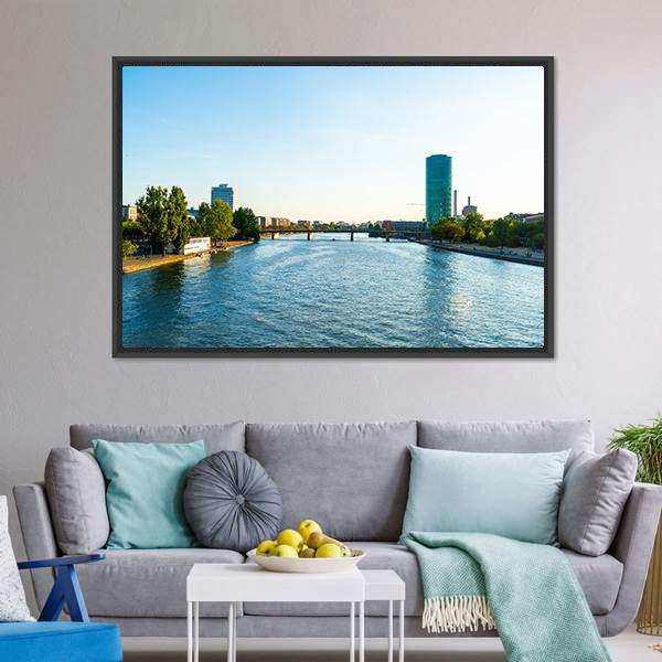 Frankfurt Am Main Skyline Canvas Wall Art-3 Horizontal-Gallery Wrap-25" x 16"-Tiaracle