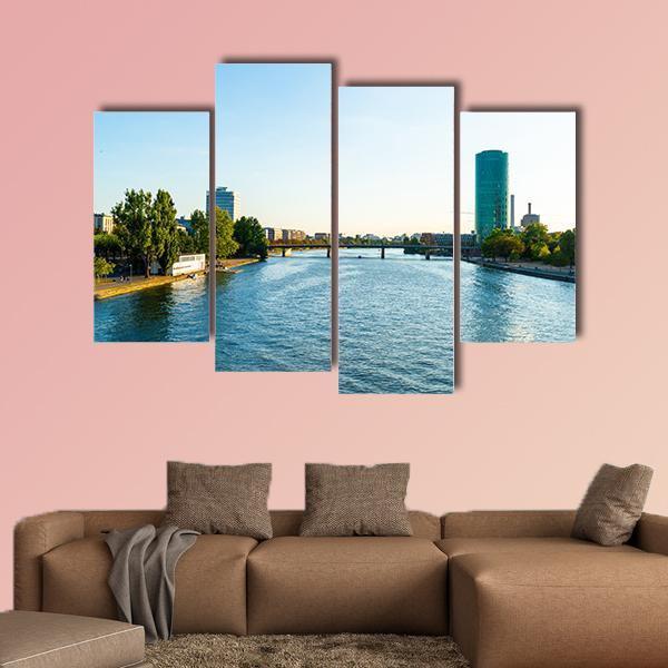 Frankfurt Am Main Skyline Canvas Wall Art-4 Pop-Gallery Wrap-50" x 32"-Tiaracle