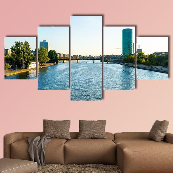 Frankfurt Am Main Skyline Canvas Wall Art-5 Star-Gallery Wrap-62" x 32"-Tiaracle