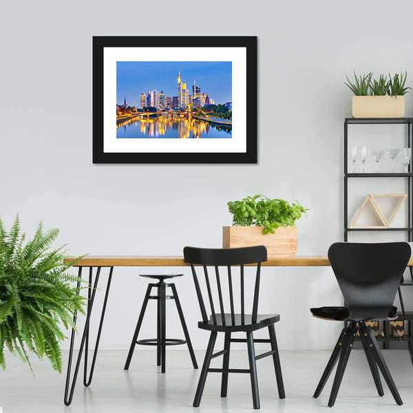 Frankfurt Am Mine At Night Canvas Wall Art-3 Horizontal-Gallery Wrap-25" x 16"-Tiaracle