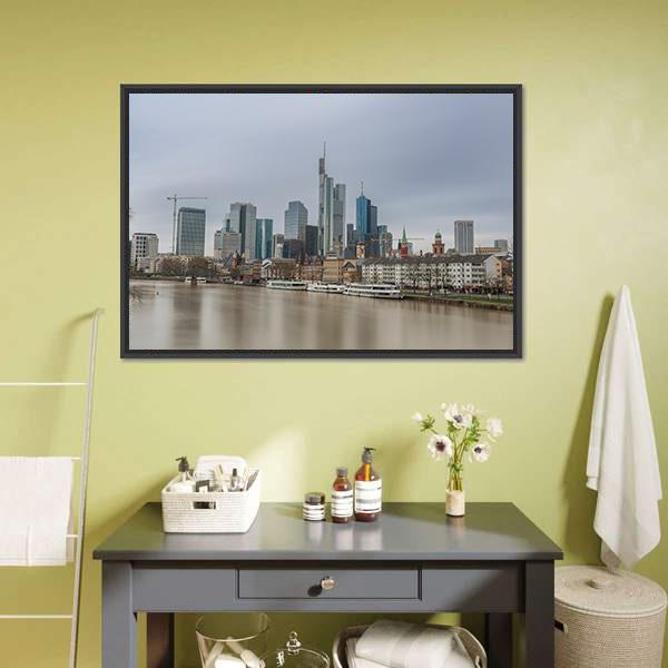 Frankfurt City Germany Canvas Wall Art-1 Piece-Floating Frame-24" x 16"-Tiaracle