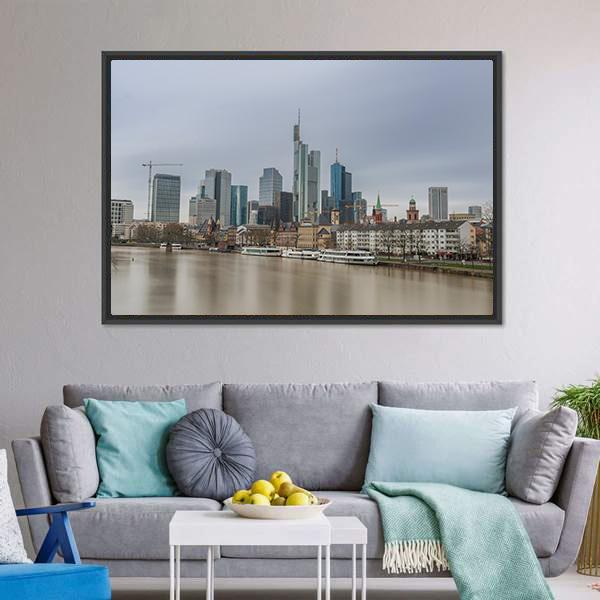 Frankfurt City Germany Canvas Wall Art-3 Horizontal-Gallery Wrap-25" x 16"-Tiaracle