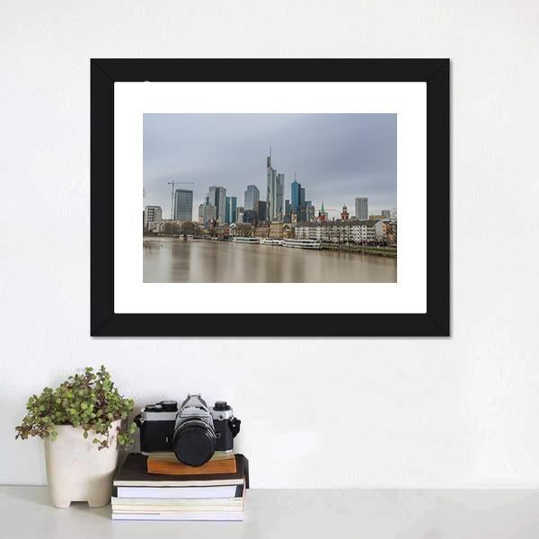 Frankfurt City Germany Canvas Wall Art-1 Piece-Framed Print-20" x 16"-Tiaracle