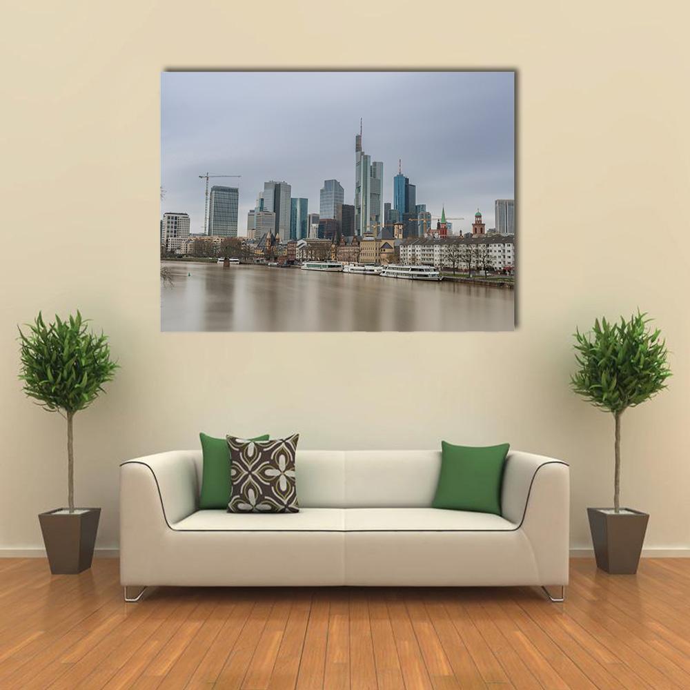 Frankfurt City Germany Canvas Wall Art-4 Pop-Gallery Wrap-50" x 32"-Tiaracle