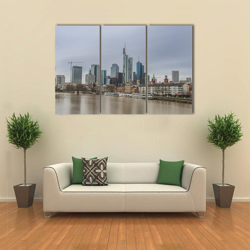 Frankfurt City Germany Canvas Wall Art-3 Horizontal-Gallery Wrap-37" x 24"-Tiaracle