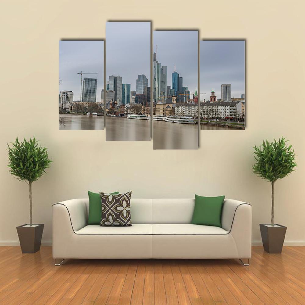 Frankfurt City Germany Canvas Wall Art-4 Pop-Gallery Wrap-50" x 32"-Tiaracle