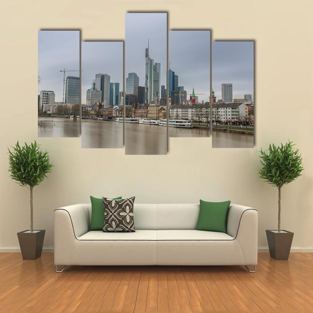 Frankfurt City Germany Canvas Wall Art-5 Pop-Gallery Wrap-47" x 32"-Tiaracle