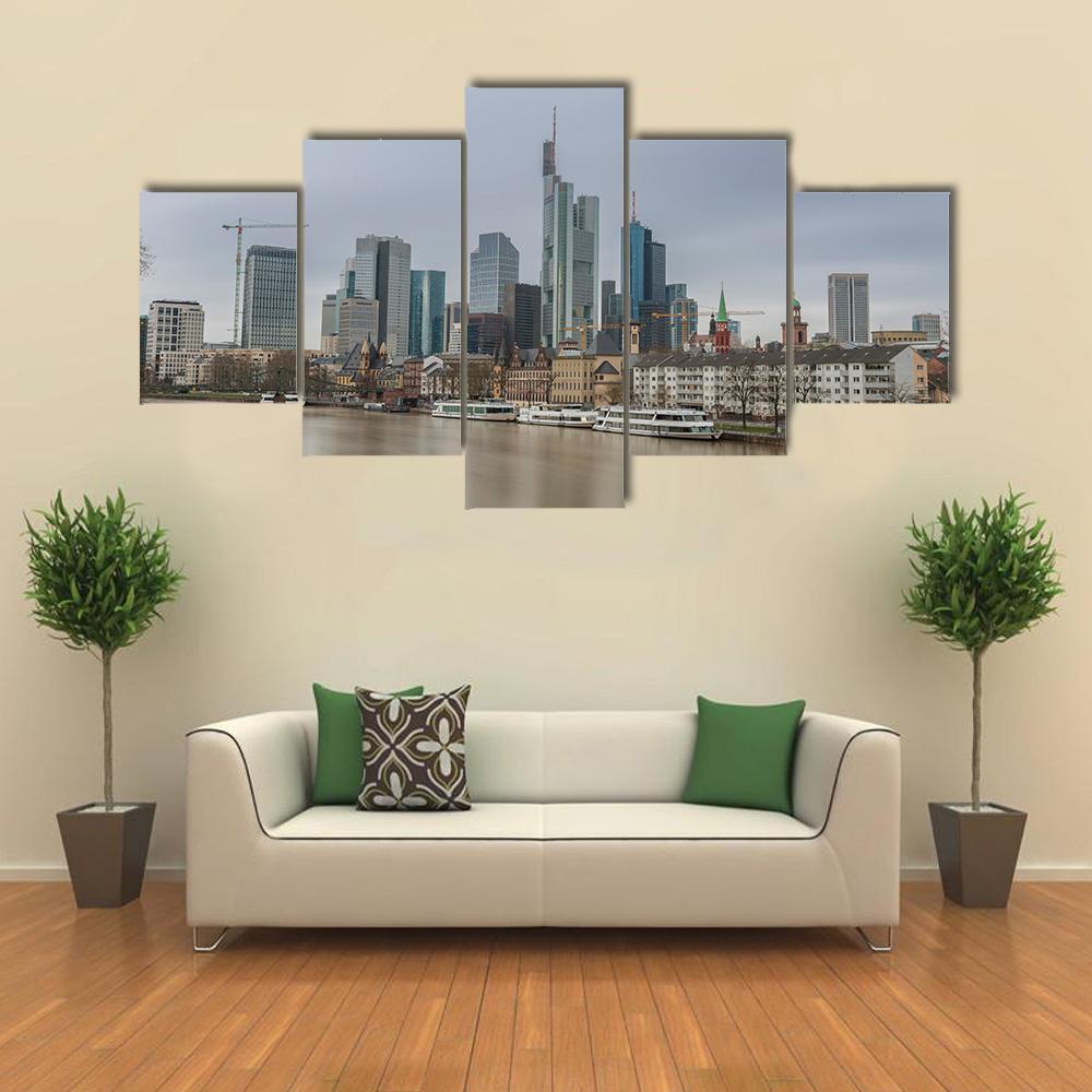 Frankfurt City Germany Canvas Wall Art-5 Star-Gallery Wrap-62" x 32"-Tiaracle