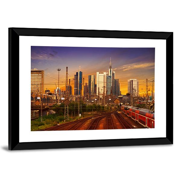 Frankfurt Skyline From Railway Station Canvas Wall Art-3 Horizontal-Gallery Wrap-25" x 16"-Tiaracle